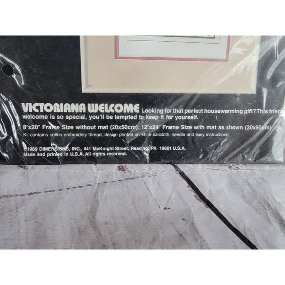 Dimensions Victorian Welcome Stamped Cross Stitch Kit #3099 - Vintage 1989 - Picture 3 of 5